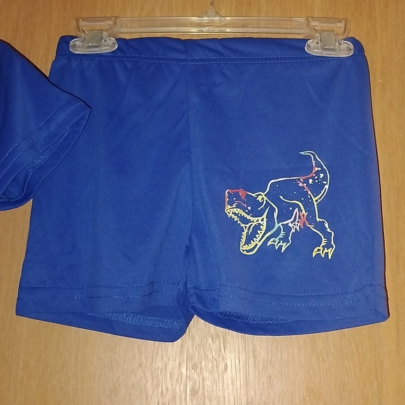 Toddler Boys Blue Short Set With Dinosaur - Picture 3 of 3